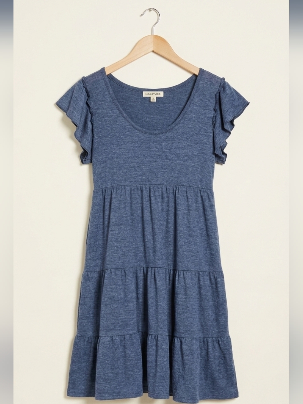 Max Studio Denim Blue Peasant Mini Dress Small